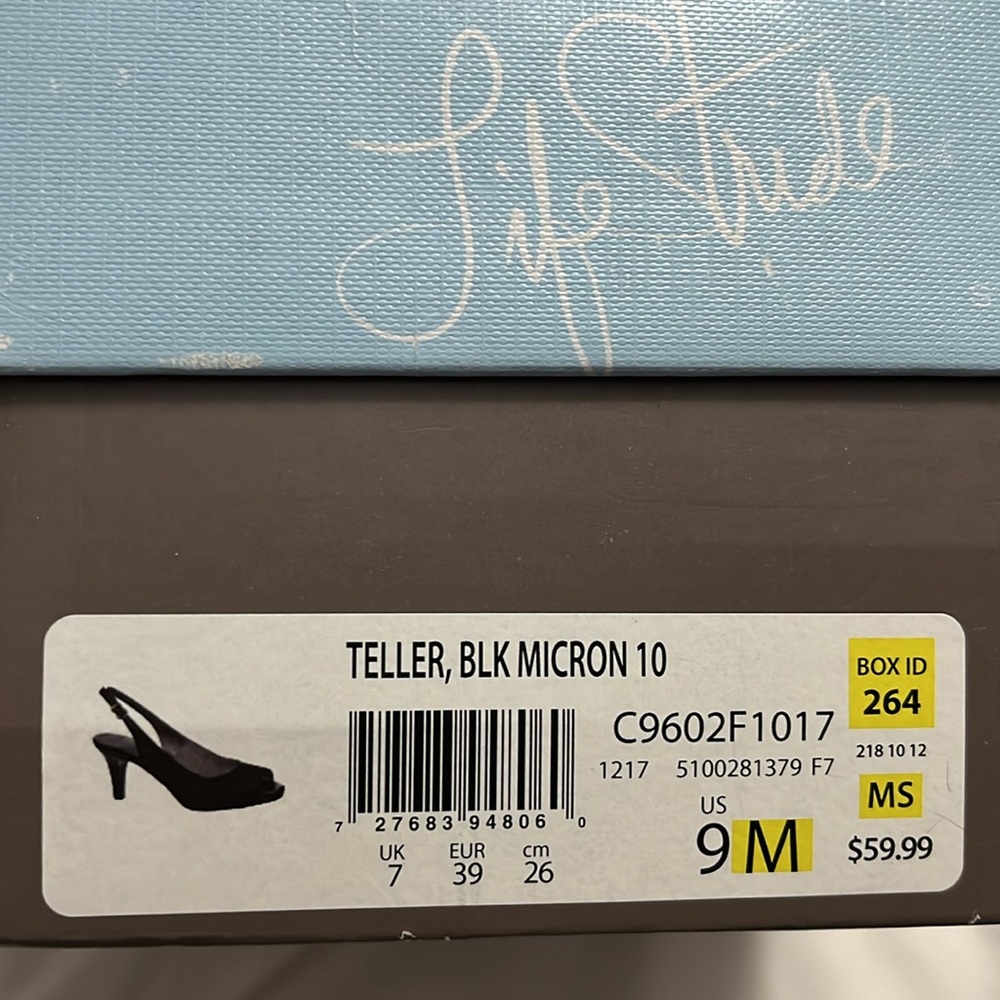 Life Stride Black peep toe sling back heels 9M